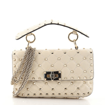 Valentino Rockstud Spike Flap Bag Quilted Leather Small