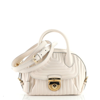 Salvatore Ferragamo Fiamma Satchel Embossed Leather Mini