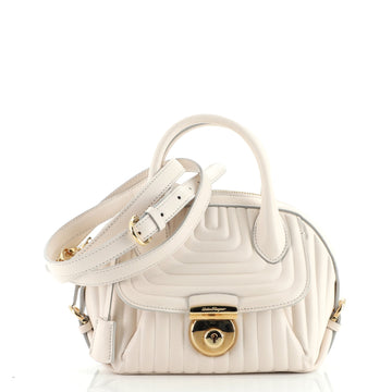 Salvatore Ferragamo Fiamma Satchel Embossed Leather Mini