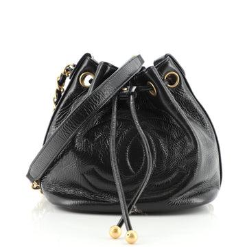 Chanel CC Drawstring Bucket Bag Shiny Aged Calfskin Small