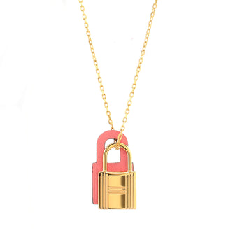 Hermes O'Kelly Pendant Necklace Metal and Leather Small