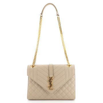 Saint Laurent Classic Monogram Envelope Satchel Quilted Leather Medium