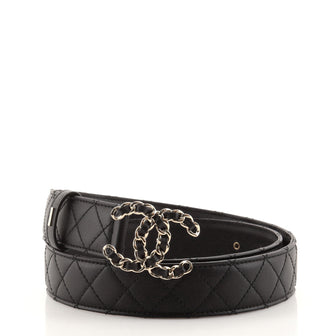 Chanel Woven Chain CC Buckle Belt Quilted Leather Medium