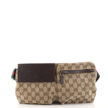 Gucci Vintage Double Belt Bag GG Canvas Small