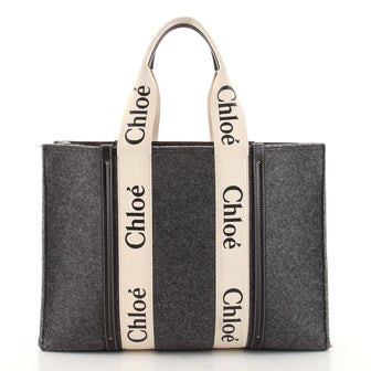 Chloe Woody Tote Recycled Felt with Leather and Canvas Large