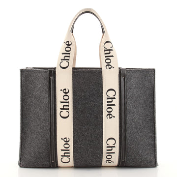 Chloe Woody Tote Recycled Felt with Leather and Canvas Large