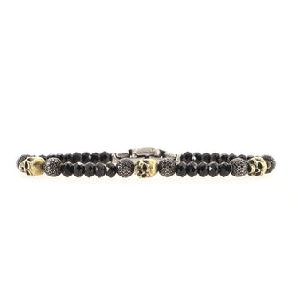 David Yurman Spiritual Beads Skull Station Bracelet Spinel and Sterling Silver with 18K Yellow Gold and Black Diamonds