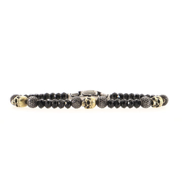 David Yurman Spiritual Beads Skull Station Bracelet Spinel and Sterling Silver with 18K Yellow Gold and Black Diamonds