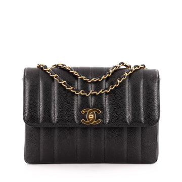 Chanel Vintage CC Chain Flap Bag Vertical Quilt Caviar Medium