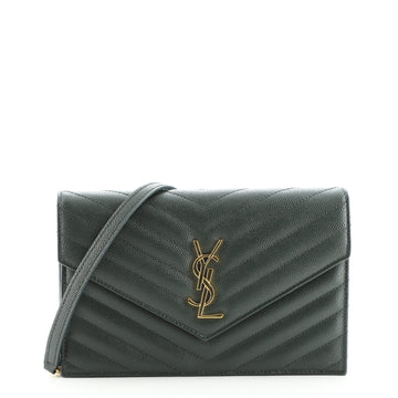 Saint Laurent Classic Monogram Wallet on Chain Matelasse Chevron Leather Small