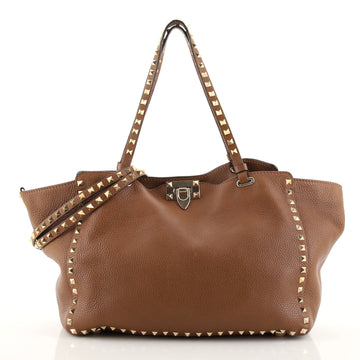 Valentino Rockstud Tote Pebbled Leather Medium