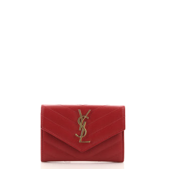Saint Laurent Classic Monogram Card Case Matelasse Chevron Leather