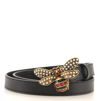 Gucci Queen Margaret Bee Belt Leather Thin