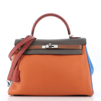 Hermes Kelly Handbag Arlequin Clemence 32