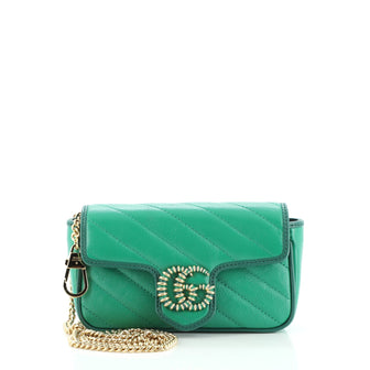 Gucci GG Marmont Flap Bag Diagonal Quilted Leather Super Mini