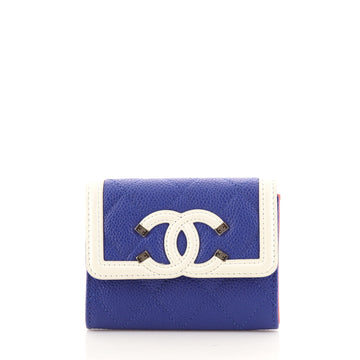 Chanel Filigree Flap Wallet Quilted Caviar Small