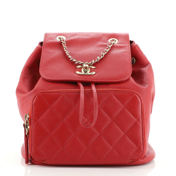 chanel red quilted caviar leather backpack bag Chanel Business Affinity Backpack Caviar Small Red 1186332