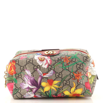 Gucci Ophidia Cosmetic Pouch Flora GG Coated Canvas Medium
