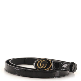 Gucci GG Oval Buckle Belt Patent with Enamel Thin