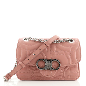 Salvatore Ferragamo Gancini Turnlock Flap Bag Gancini Quilted Leather Small
