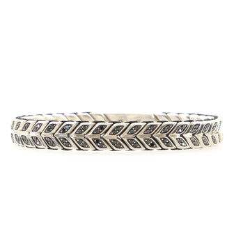 David Yurman Chevron Woven Bracelet Sterling Silver with Pave Black Diamonds 9mm