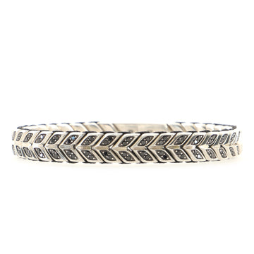 David Yurman Chevron Woven Bracelet Sterling Silver with Pave Black Diamonds 9mm