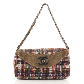 Chanel Fantasy Single Flap Bag Tweed with Lizard Medium
