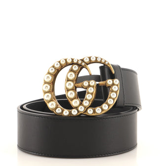 Gucci Pearly GG Marmont Belt Leather Wide