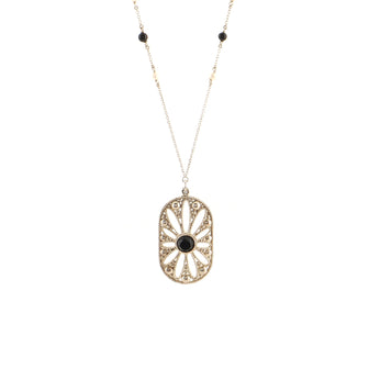 Tiffany & Co. Ziegfeld Daisy Pendant Necklace Sterling Silver with Onyx and Pearls