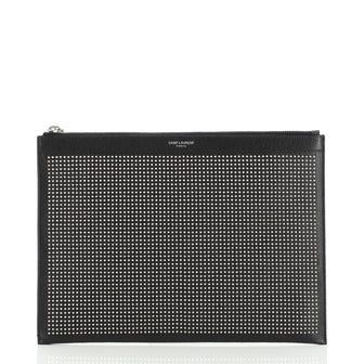 Saint Laurent Zip Pouch Studded Leather Medium