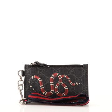 Gucci Lanyard Zip Card Case Printed GG Coated Canvas