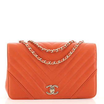 Chanel Statement Flap Bag Chevron Calfskin Small