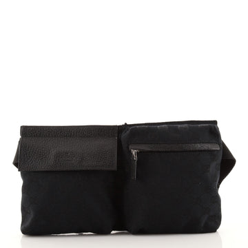 Gucci Vintage Double Belt Bag GG Canvas Small