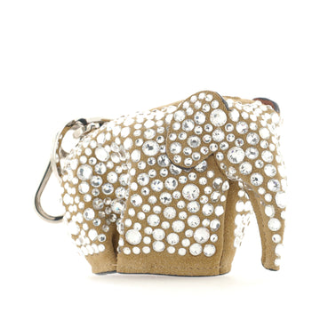 Loewe Elephant Coin Purse Bag Charm Crystal Embellished Suede