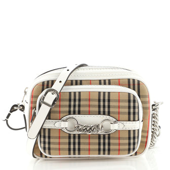 Burberry Link Chain Camera Bag 1983 Knight Check Canvas Small