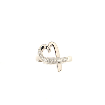 Tiffany & Co. Paloma Picasso Loving Heart Ring 18K White Gold with Diamonds