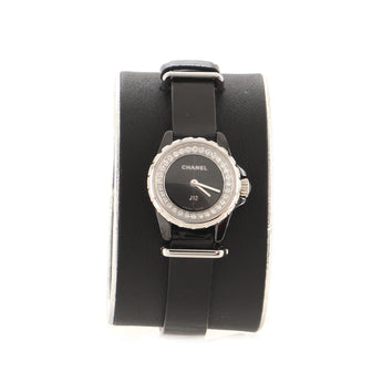 Chanel J12 XS Quartz Watch Ceramic and Stainless Steel with Diamond Flange and Leather 19