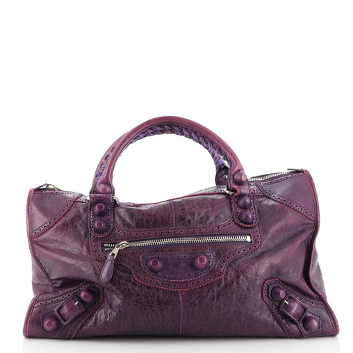 Balenciaga Work Covered Giant Brogues Bag Leather Purple 1188752