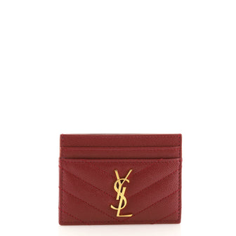 Saint Laurent Classic Monogram Card Holder Matelasse Chevron Leather
