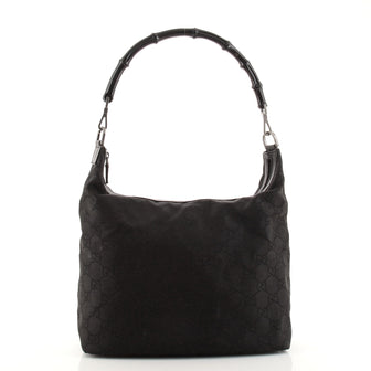 Gucci Vintage Bamboo Hobo GG Nylon Medium