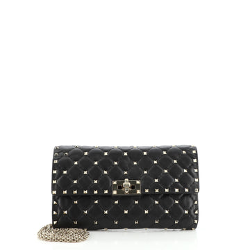 Valentino Rockstud Spike Wallet on Chain Quilted Leather Small