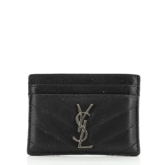 Saint Laurent Classic Monogram Card Holder Matelasse Chevron Leather