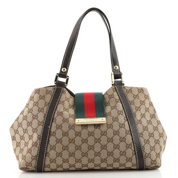 Gucci New Ladies Web Tote GG Canvas Small