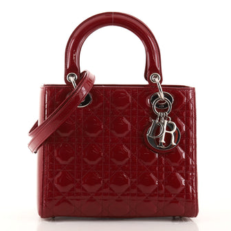 Christian Dior Lady Dior Bag Cannage Quilt Patent Medium