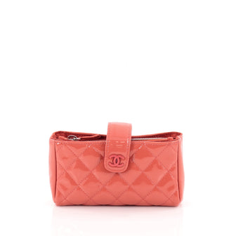 Chanel Phone Holder Clutch Quilted Patent Mini