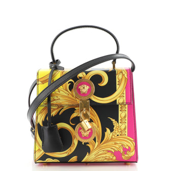 Versace Tribute Icon Top Handle Flap Bag Printed Leather
