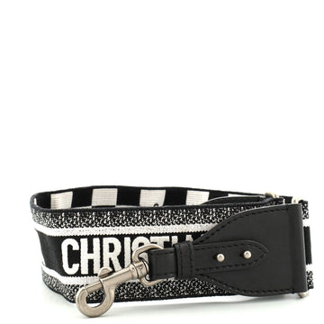 Christian Dior Logo Shoulder Strap Embroidered Canvas
