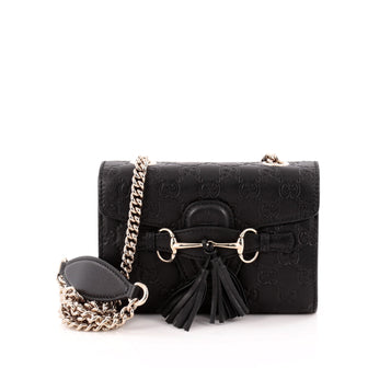 Gucci Emily Chain Strap Flap Bag Guccissima Leather Mini
