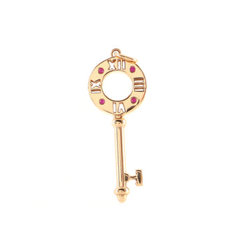 Tiffany & Co. Atlas Pierced Key Pendant Pendant & Charms 18K Rose Gold with Rubies