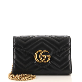 Gucci GG Marmont Chain Wallet Matelasse Leather Mini